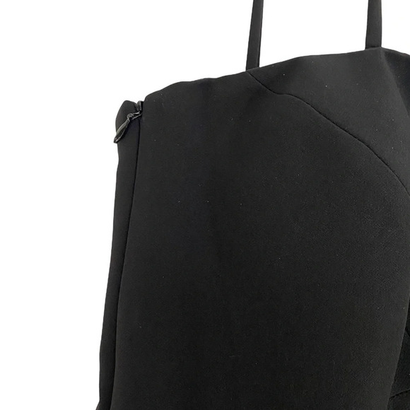 Milly Asymmetrical Ruffle Spaghetti Strap Black Dress Stretch Cocktail Size 0 - Picture 6 of 12